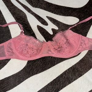 Victorias secret pink glitter lace bra